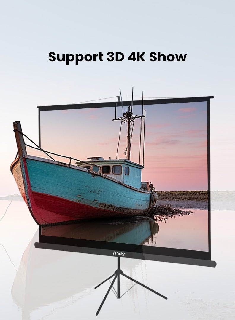 NCTS شاشة عرض محمولة NCTS T240 قوية 240×240 سم، دقة كاملة HD و4K، ارتفاع قابل للتعديل، خفيفة الوزن ومستقرة، سهلة الإعداد، سطح أبيض غير لامع، GTIN: 6295151550731 - Image 1